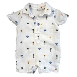 Janie and Jack Baby Safari Linen Romper Size 3-6 months